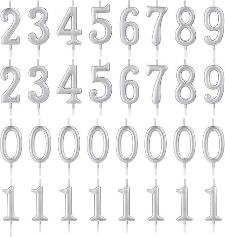 32 قطعة من شموع عيد الميلاد عدد شموع الكيك الذهبية رقم 0-9 لتزيين الكيك لعيد الميلاد لمدة عشر سنوات والاحتفال بالذكرى السنوية لحفل الزفاف (ذهبي) in Kuwait