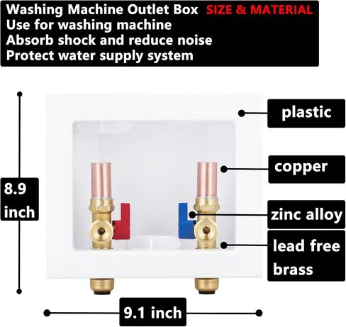 Washing Machine Outlet Box PEX-B with Copper Hammer Arrestors, Inlet 1/2 inch PEX-B Crimp Barb F1807 x Outlet 3/4 inch NH Thread LI-XYJH-620(1 PCS) in Saudi Arabia