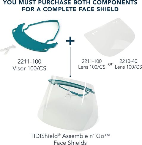 TIDI 2210-100 Assemble 'n Go Face Shield Lense, Wear with Eyewear, Protective Eyewear, PPE, Pack of 100 in Saudi Arabia