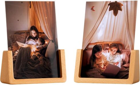 مجموعة إطارات صور eletecpro 5x7 مكونة من 2، إطارات ريفية مزدوجة الجانب مصنوعة من قاعدة خشبية صلبة وأكريليك شفاف، إطارات صور خشبية عرض عمودي، ديكور المنزل والمكتب، بني in Saudi Arabia
