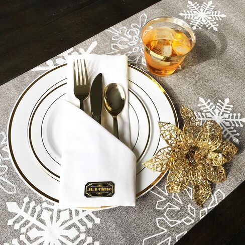 75 Piece Rose Gold Plastic Silverware Set - Reusable & Recyclable - Rose Gold Plastic Utensils for Weddings, Anniversaries, Showers, Parties - 25 Forks, 25 Spoons, 25 Knives - Cutlery by JL Prime in Saudi Arabia