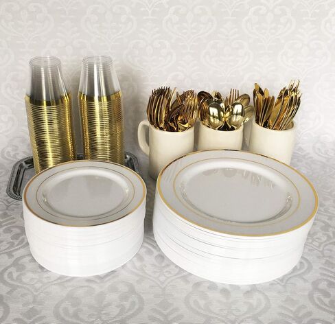 75 Piece Rose Gold Plastic Silverware Set - Reusable & Recyclable - Rose Gold Plastic Utensils for Weddings, Anniversaries, Showers, Parties - 25 Forks, 25 Spoons, 25 Knives - Cutlery by JL Prime in Saudi Arabia