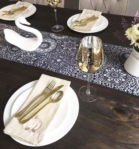 75 Piece Rose Gold Plastic Silverware Set - Reusable & Recyclable - Rose Gold Plastic Utensils for Weddings, Anniversaries, Showers, Parties - 25 Forks, 25 Spoons, 25 Knives - Cutlery by JL Prime in Saudi Arabia