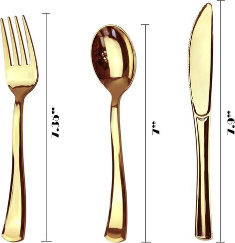 75 Piece Rose Gold Plastic Silverware Set - Reusable & Recyclable - Rose Gold Plastic Utensils for Weddings, Anniversaries, Showers, Parties - 25 Forks, 25 Spoons, 25 Knives - Cutlery by JL Prime in Saudi Arabia