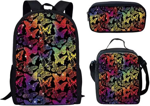 Forchrinse Shark 3Pcs Girls Backpack with Lunch Box Pencil Case,Preschool Elementary Middle School Bookbag Floral Lunch Box Pencil Case for Kids in Kuwait