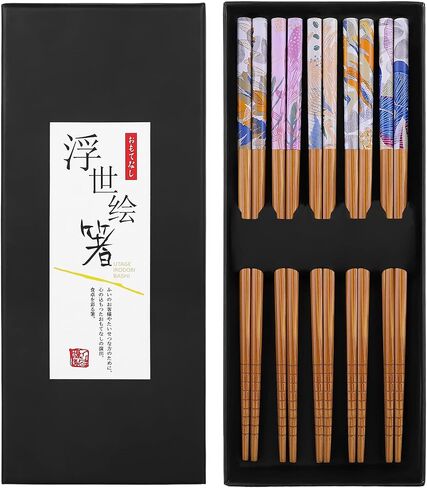 5 Pairs Reusable Chopsticks Wooden Splicing Stainless Steel Chop Sticks, Metal Chopsticks Lengthen Japanese Korean Chopstick 9.8 Inch/25cm Gift Set in Saudi Arabia