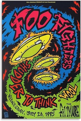 Foo Music Album Fighters 1995 Fillmore F195 Poster Wall Art Paintings Canvas Wall Decor Home Decor Living Room Decor Aesthetic Prints 12x18inch(30x45cm) Unframe-style in Saudi Arabia