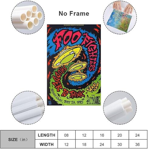 Foo Music Album Fighters 1995 Fillmore F195 Poster Wall Art Paintings Canvas Wall Decor Home Decor Living Room Decor Aesthetic Prints 12x18inch(30x45cm) Unframe-style in Saudi Arabia