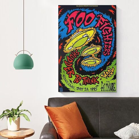 Foo Music Album Fighters 1995 Fillmore F195 Poster Wall Art Paintings Canvas Wall Decor Home Decor Living Room Decor Aesthetic Prints 12x18inch(30x45cm) Unframe-style in Saudi Arabia