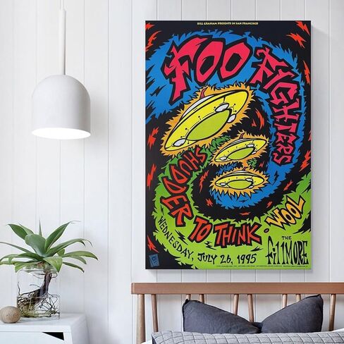 Foo Music Album Fighters 1995 Fillmore F195 Poster Wall Art Paintings Canvas Wall Decor Home Decor Living Room Decor Aesthetic Prints 12x18inch(30x45cm) Unframe-style in Saudi Arabia
