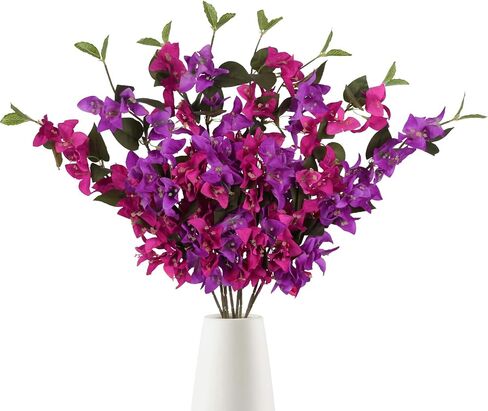 IPOPU Bougainvillea Artificial Flowers 31.1in Silk Bougainvillea Flowers Faux Bougainvillea 8PCS Fake Bougainvillea Branches for Wedding Centerpieces Home Garden DIY Decor(Fuchsia+Light Purple) in Saudi Arabia