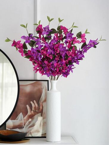 IPOPU Bougainvillea Artificial Flowers 31.1in Silk Bougainvillea Flowers Faux Bougainvillea 8PCS Fake Bougainvillea Branches for Wedding Centerpieces Home Garden DIY Decor(Fuchsia+Light Purple) in Saudi Arabia