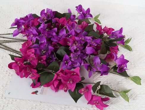 IPOPU Bougainvillea Artificial Flowers 31.1in Silk Bougainvillea Flowers Faux Bougainvillea 8PCS Fake Bougainvillea Branches for Wedding Centerpieces Home Garden DIY Decor(Fuchsia+Light Purple) in Saudi Arabia