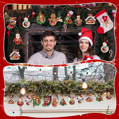 Yalikop 16 Pcs Christmas Photo Frame Ornaments Wooden Christmas Picture Frame Christmas Tree Decoration DIY Xmas Photo Frame Keepsakes for Xmas Party Decorations Winter Holiday Gifts (Light Ball) in Kuwait