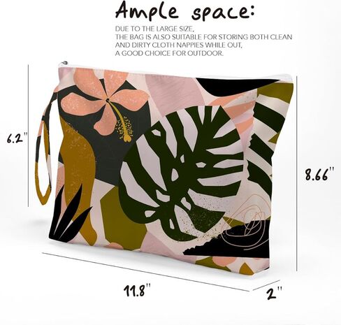 Wet Bag Diaper Bag Organizing Pouches Waterproof Wet Bag for Swimsuit Cloth Baby Diaper Toiletries Beach Traveling Dirty Laundry Clothes Large Makeup Bag, Eucalyptus Palm Leaves Print in Kuwait
