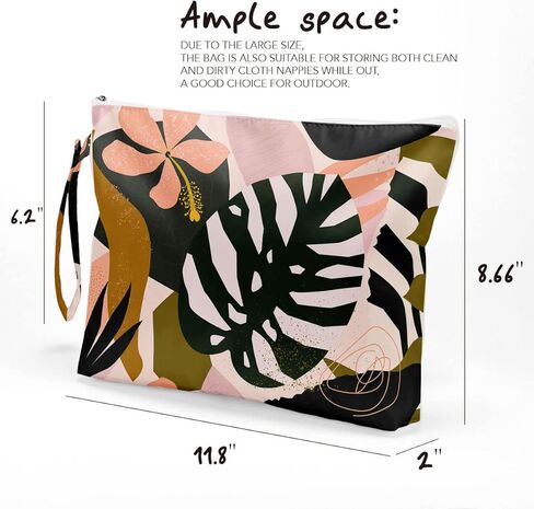 Wet Bag Diaper Bag Organizing Pouches Waterproof Wet Bag for Swimsuit Cloth Baby Diaper Toiletries Beach Traveling Dirty Laundry Clothes Large Makeup Bag, Eucalyptus Palm Leaves Print in Kuwait