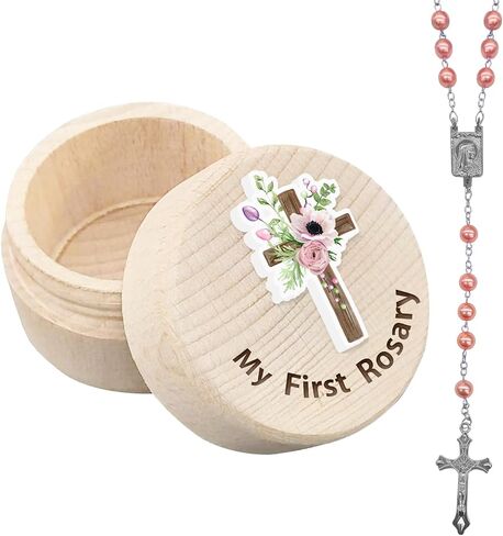 Azbuk My First Rosary and Keepsake Box for Girls, Rosary Catholic Gift for Girl, Holy First Communion Rosary Necklace Gifts Christian Gifts Catholic Baptism Gifts for Baby Birthday Baby Shower in Saudi Arabia