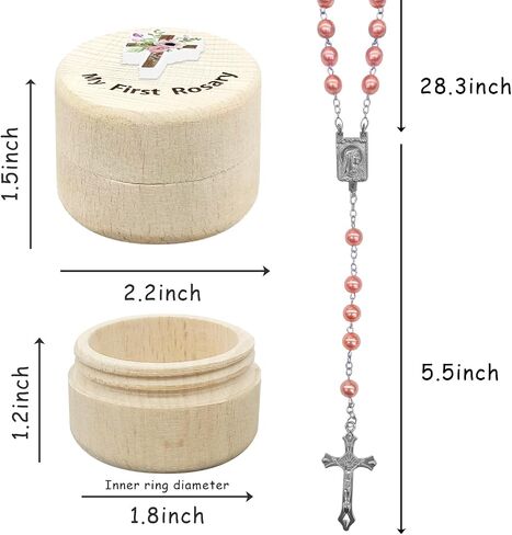 Azbuk My First Rosary and Keepsake Box for Girls, Rosary Catholic Gift for Girl, Holy First Communion Rosary Necklace Gifts Christian Gifts Catholic Baptism Gifts for Baby Birthday Baby Shower in Saudi Arabia