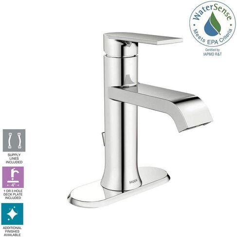 صنبور حمام بفتحة واحدة من Moen MWS84760 Genta 1.2 GPM مع مجموعة تصريف منبثقة in Saudi Arabia