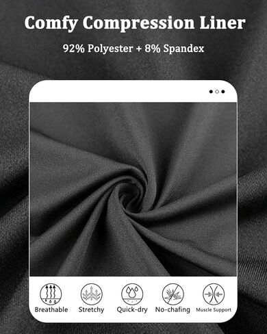 شورت سباحة رجالي من SILKWORLD مع بطانة ضغط 2 في 1 شورت سباحة سريع الجفاف مع جيوب بسحاب باللون الأزرق الداكن in Kuwait