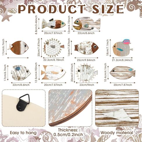 10 قطع من ديكور جدار السمك، ديكور جدار السمك الخشبي، ديكور حائط الشاطئ، ديكور جدار خشبي لمدرسة الأسماك، فن جداري بحري، ديكور الحمام، المحيط الساحلي، ديكور جدار المنزل، وليس نمط ثلاثي الأبعاد (الحنين) in Kuwait