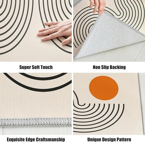 Tyrot Boho المدخل عداء البساط، 2x8 قابل للغسل طويل الحمام البساط عداء عدم الانزلاق المطبخ عداء البساط منتصف القرن الحديثة وصمة عار مقاومة الكلمة السجاد عداء للمدخل غرفة نوم داخلية غرفة الغسيل، البيج in Kuwait