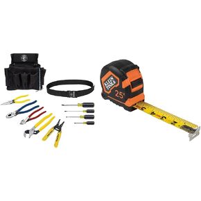 Klein Tools 92911 Tool Kit, Apprentice Tool Set with 4 Pliers, Wire Stripper and Cutter, 4 Screwdrivers, Tool Belt and Tool Pouch, 11-Piece