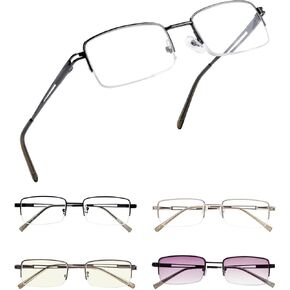 Eyekepper 5-pack Rectangle Metal Half-rim Spring Hinges Reading Glasses Include Computer Readers +2.5