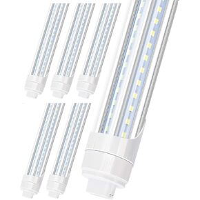 R17D LED Bulb Light 8FT, 90W T8 LED Tubes, 10000LM, Clean Cover, HO Rotatable End 8FEET 2 Pin Shop Light, 6000K, T8 T10 T12 Fluorescent Light Replacement, Ballast Bypass,Dual-End Powered (6-Pack)