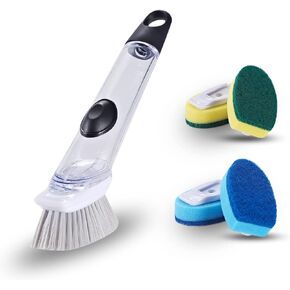 Dish Sponge with Handle & 2 Pack Dishwashing Sponge Refills Non Scratch, Dish Wand,Sponge Handle,sponges Kitchen, Sponge Wand,Dish Cleaning Scrubber Set with Handle for Household