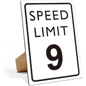 Race Car Birthday Decor, Speed Limit Sign, Fast Four, Race Car Birthday Party Decorations, 8×11 Wooden Play Sign with Stand, Let's Go Racing Party Supplies for Boy Race Fans - LP065
