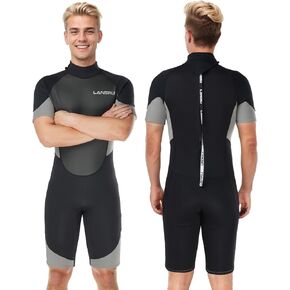 Shorty Wetsuits for Men - 2mm Upgraded CR Neoprene Wet Suit | UV Protection | Ideal Wet Suit for Men Cold Water Swimming| Back Zip for Surfing Snorkeling Diving Swimming