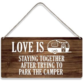 Country Style Camp Wall Decor Love is Staying Together Wooden Signs Funny Rustic Parking the Camper Hanging Wall Plaque Sign Home Decor Present