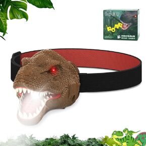 Nitigo Dinosaur Headlamp for Kids Flashlight Rechargeable Led Headlights Roar & Silent Mode, T-Rex Dinosaur Toys, Camping Gear, Gifts for Boys Girls Adults