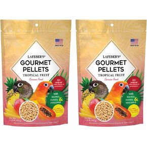 LAFEBER'S Tropical Fruit Gourmet Pellets Pet Bird Food, No Added Sugar, Made with Non-GMO and Human-Grade Ingredients for Conures (1.25 Ib Pack of 2)