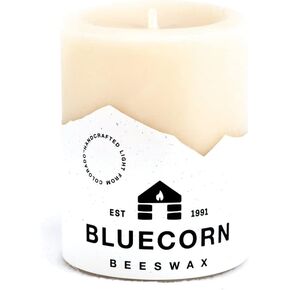 Bluecorn Beeswax 100% Pure Beeswax Pillar Candles | Ivory White Beeswax Candles, Unscented Candles | Soy, Paraffin, & Fragrance Free | 3x6, 90 Hour Burn Time | Handmade in Colorado