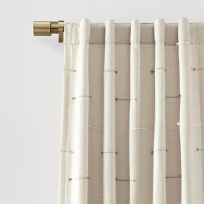 Lush Decor Boho Stripe Clip Jacquard Window Curtain Panels Neutral/Brown Pair 42" W x 84" L - Woven Eyelash Drapes for Living Room Bedroom
