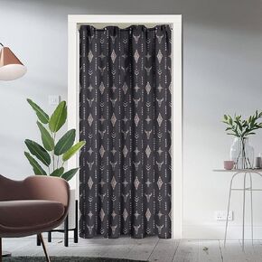 Rustic Green Forest Tree Door Curtain for Doorway Privacy,Fantasy Watercolor Green Pine Trees Blackout Curtain for Room Divider,Grommet Sliding Closet Door Drapes 1 Panel,80x42 Inch