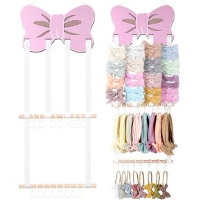 POVETIRE Headband Holder Bow Holder for Girls Hair Bows,Rainbow Hair Accessories Organizer Storage Wall Hanging Display for Nursery Toddler Girls Room
