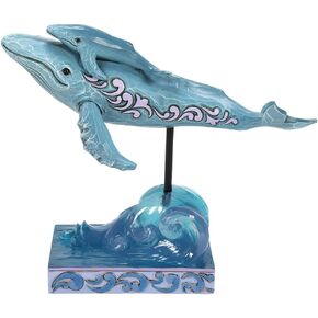 Enesco Animal Planet by Jim Shore Mother Blue Whale and Calf in Waves Figurine- Stone Resin Hand Painted Crafted Collectible Animal Figurines Home Decor Statue, 5.5 Inch