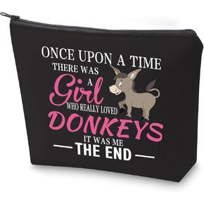 ZJXHPO Donkey Lover Gift There Was A Who Really Loved Donkeys Canvas Tote Bag Donkey Themed Zipper Pouch Makeup Bag (once donkey tote)