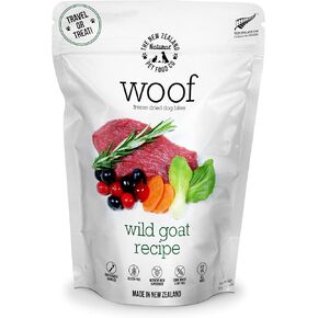 Woof Wild Goat Freeze Dried Raw Dog Food, Mixer, or Topper, or Treat - High Protein, Natural, Limited Ingredient Recipe 1.76oz