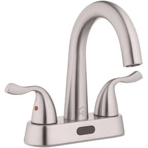 Homewerks 26-B423S-BN-HW Two-Handle 4" Centerset Touchless Brushed Nickel Bathroom Faucet
