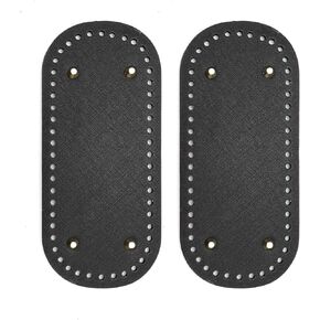 Savagrow 2Pcs Oval Knitting Crochet Bags Bottom PU Leather Bag Bottom Shaper Pad for DIY Handbag Purse Shoulder Bag Making Supplies, Black