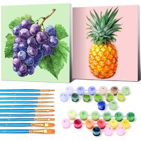DoubleCare 2 Pack Paint by Number for Adults Framed Canvas, 10"x 10" Flowers Paint by Numbers for Adults Beginner with Paints and Brushes, Arts and Crafts for Home Wall Decor, Sunflowers, Hydrangeas