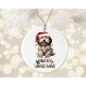 Havanese Ornament, Merry Christmas Ornament, Dog Adoption Gift, First Christmas Havanese Ornament, Dog Memorial Ornaments, Havanese Ceramic Ornaments Printed on Both Sides