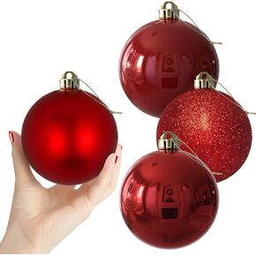 Rose Red 4.0" Large Christmas Balls - Christmas Tree Decoration Ornaments Shatterproof Hanging Balls for Birthday Halloween Holiday Wedding Decorations Set of 4pcs
