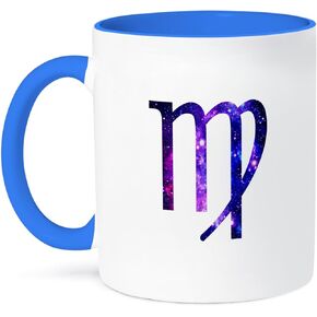 3dRose Virgo horoscope symbol zodiac glyph astrological star sign Two Tone Mug, 11 oz, Blue/Purple