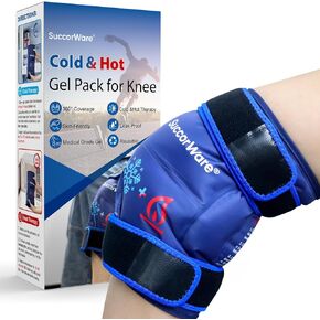 Knee Ice Pack Wrap for injuries reusable - Hot & Cold Gel bags for Leg, Back, Shoulders, Arms, elbow Injuries, Pain Relief, Swelling, Knee Replacement Surgery（Navy Blue）