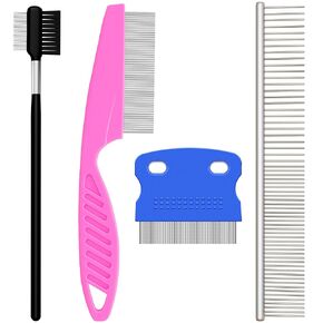 5 Pieces Dog Eye Combs Dog Flea Combs Tear Stain Remover Combs Pet Grooming Comb Kit for Small Dogs Cats Puppies Gently Removing Eye Mucus, Crust, Tangle and Knots (Blue)